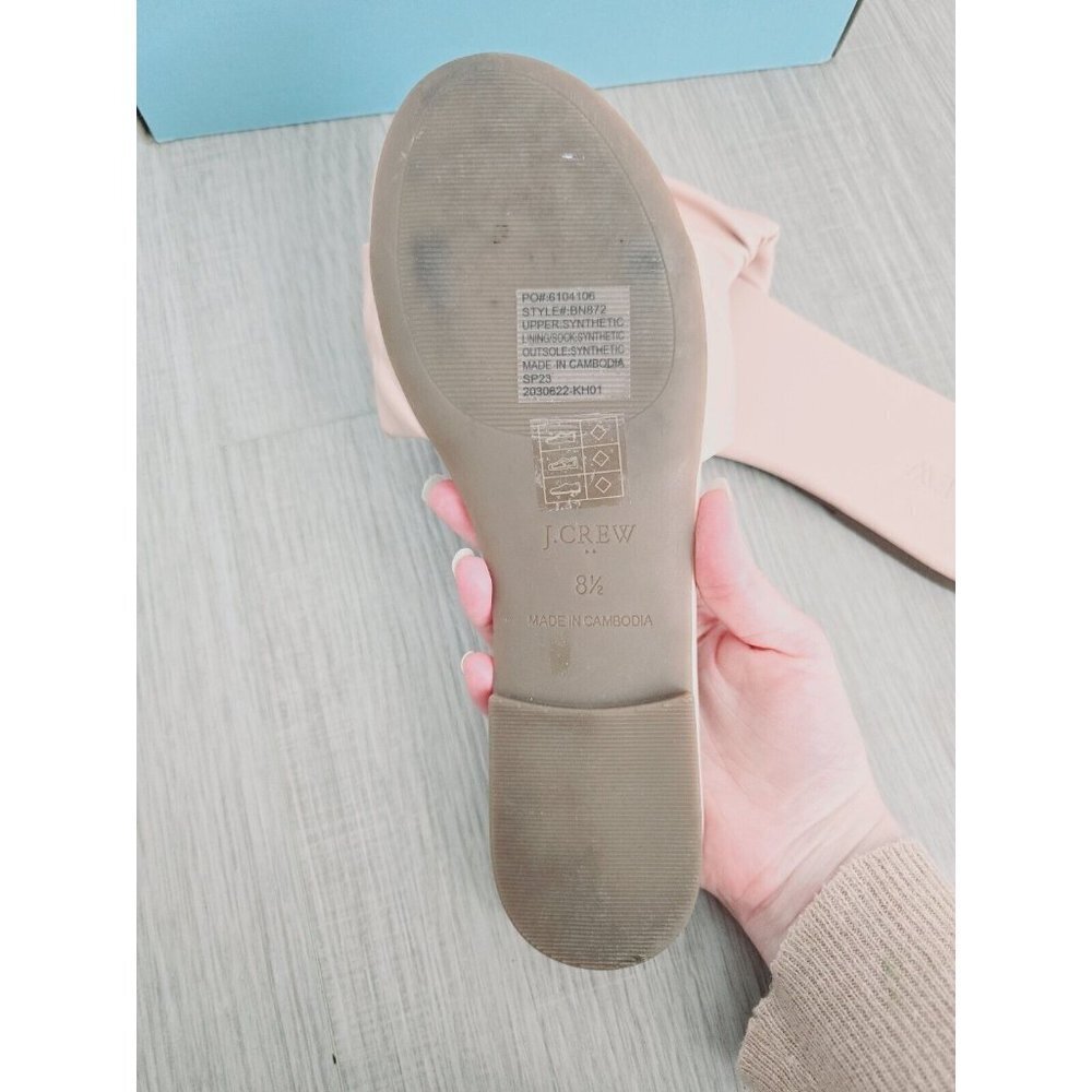 J Crew Menorca Scrunchie Strap Blush Pink Leather Slip On Slides Sandals 8.5 - Picture 5 of 6